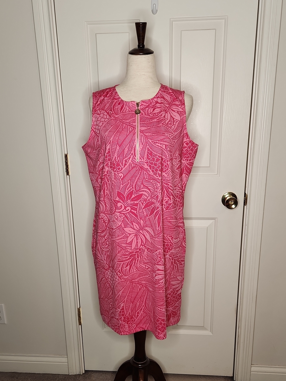 Stella Parker Sleeveless UPF Quarter Zip Dress Pink Size L